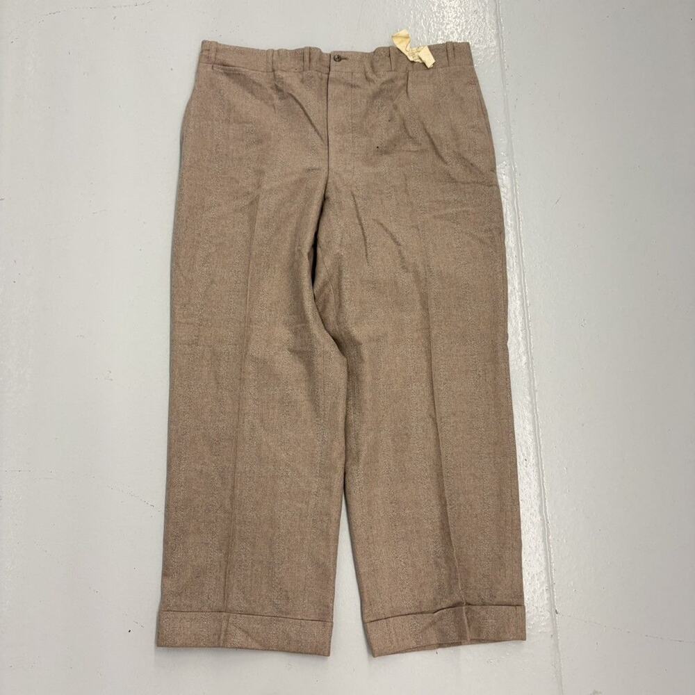 NOS Vintage 50s Tan Fleck Wool Wide Leg Trousers 36x27